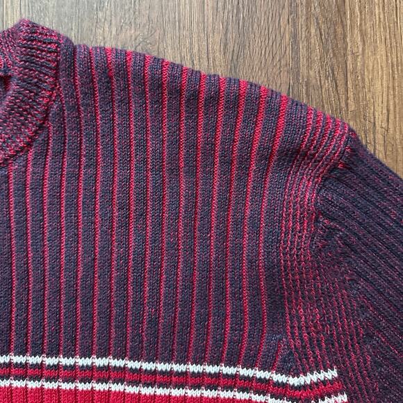Old College Inn Vintage Maroon Navy Stripe Cotton Sweater Men’s Large - Picture 8 of 8